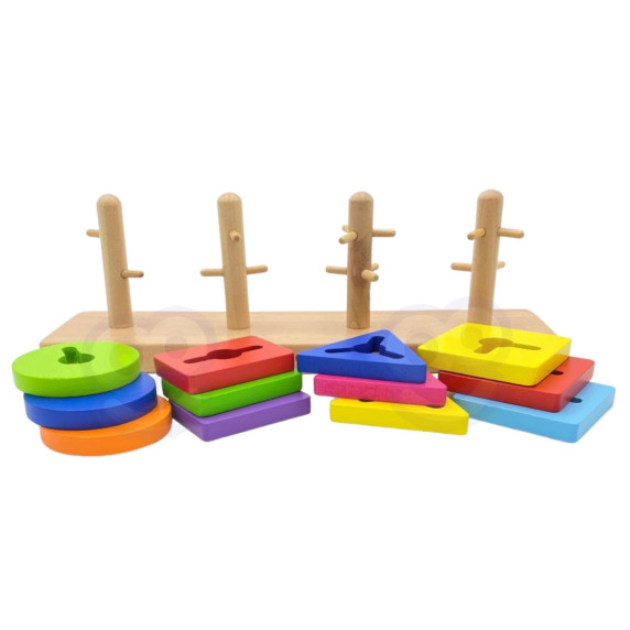 VIGA Wooden Montessori Shape Sorter Blocks