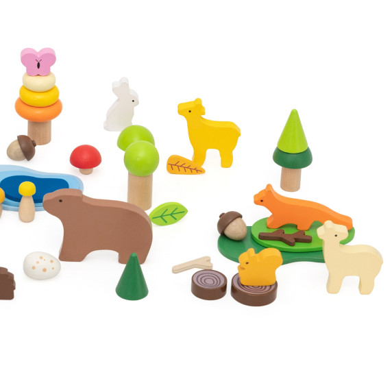 VIGA Wooden Blocks Colorful Forest Tales Box 58 pcs.