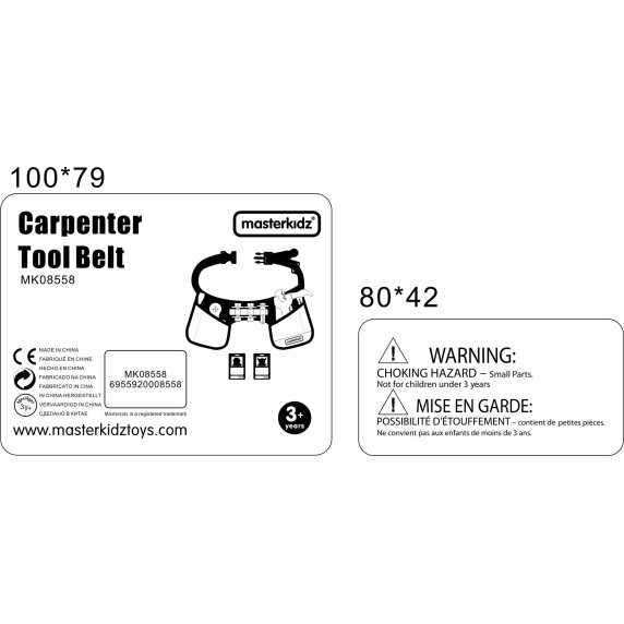 MASTERKIDZ Carpenter's Tool Belt 12 Pieces