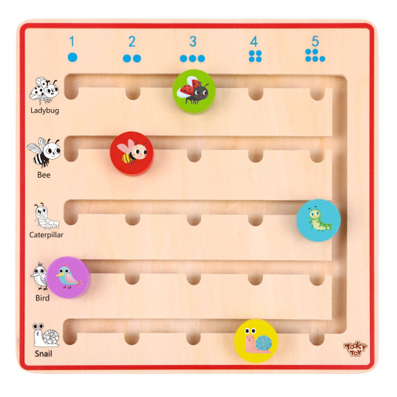 TOOKY TOY Wooden Learning to Count Animals Game