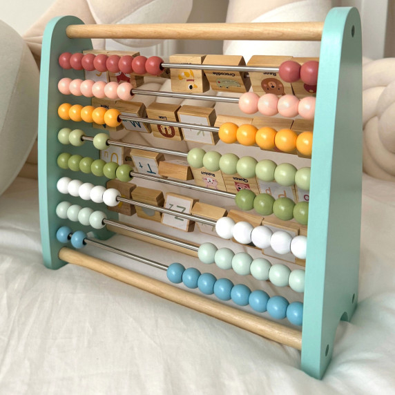 TOOKY TOY Double-Sided Abacus Alphabet Pictures