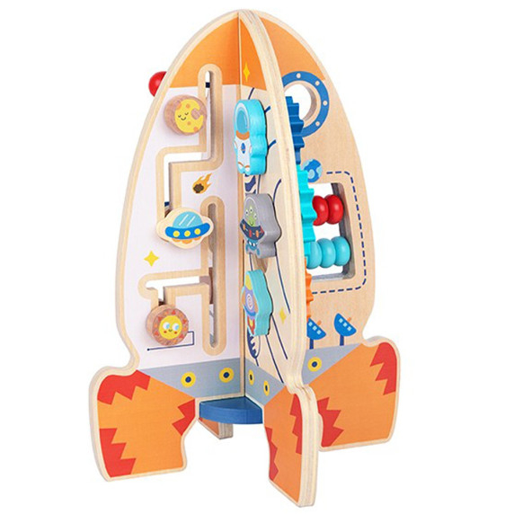 Tooky Toy Large Wooden Educational Toy Multifunctional Rocket