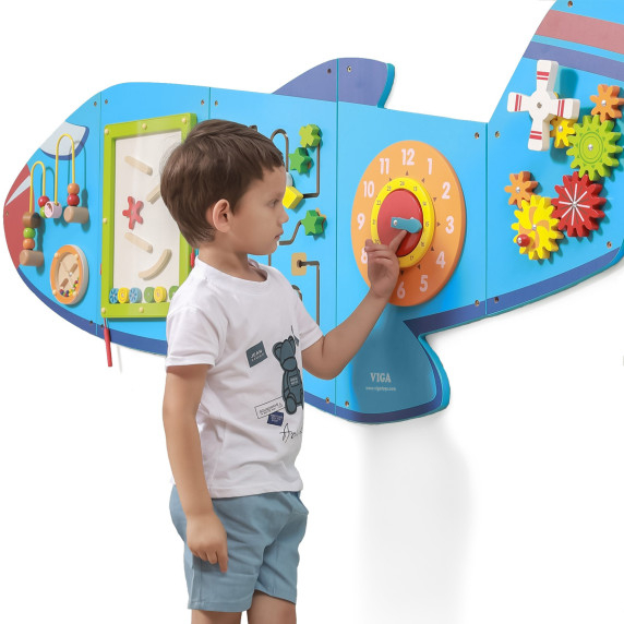 VIGA Wooden Manipulative Sensory Board Airplane FSC Montessori Certificate