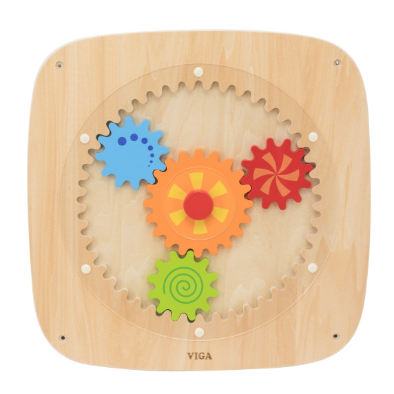 VIGA Wooden Board with Colored Gears