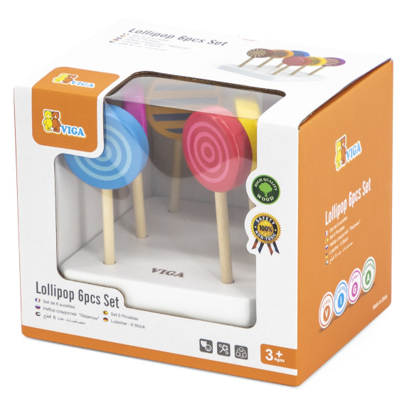 VIGA Wooden Colorful Lollipops Set of 6