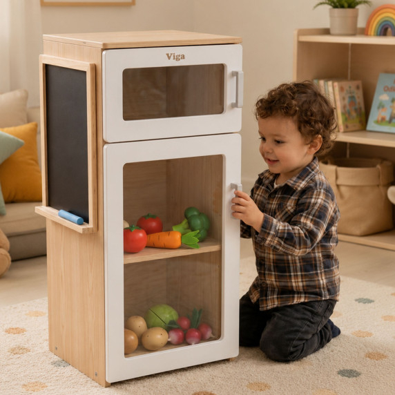 Viga Wooden Fridge with Chalkboard