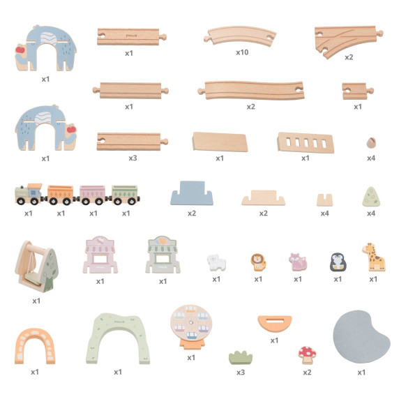 VIGA Wooden Train for Children Track 62 pieces