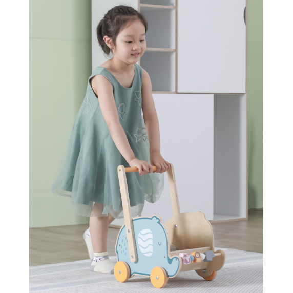 VIGA PolarB Wooden 2-in-1 Stroller, Walker, Elephant