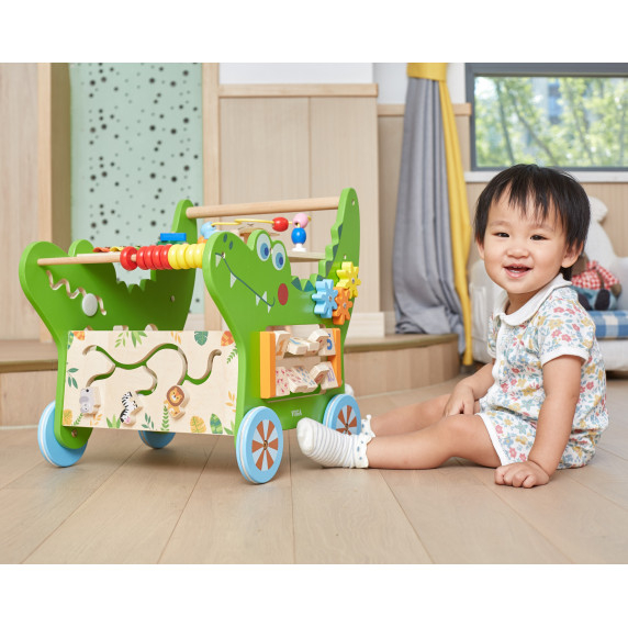 VIGA Wooden Educational Crocodile Pusher 12 in 1