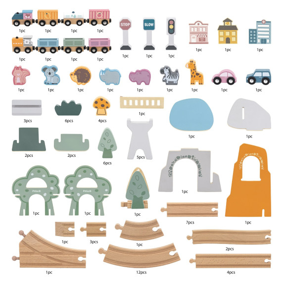 VIGA PolarB Wooden children's train track 90 pieces