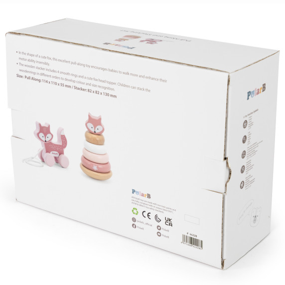 VIGA PolarB Set Fox Wooden Pyramid + Fox for Pulling