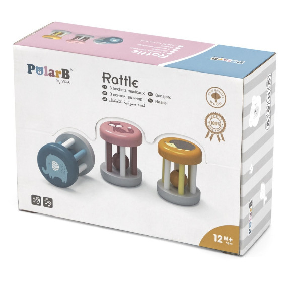VIGA PolarB Wooden Rattle with Animal