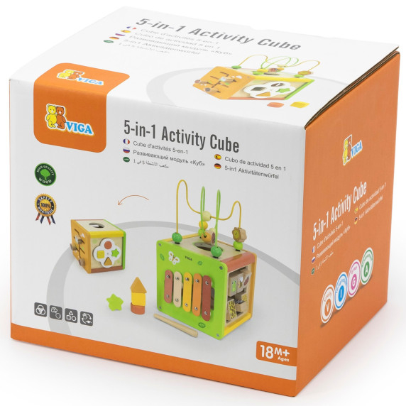 VIGA Wooden Educational Cube 5-in-1