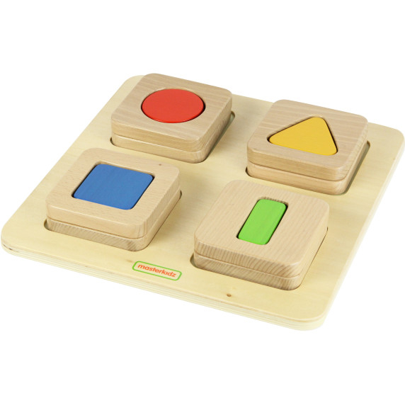 MASTERKIDZ Montessori Wooden Shapes and Colors Sensory Sorter