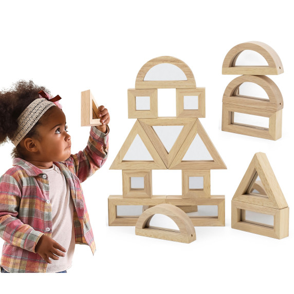 VIGA Wooden Mirror Blocks 16-piece puzzle