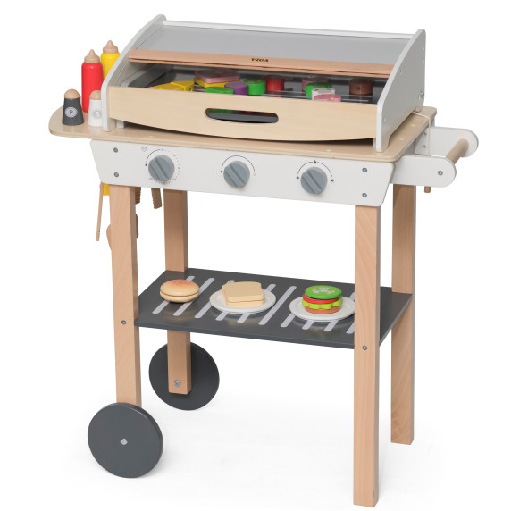 VIGA Large Wooden Grill for Children + 47 Accessories