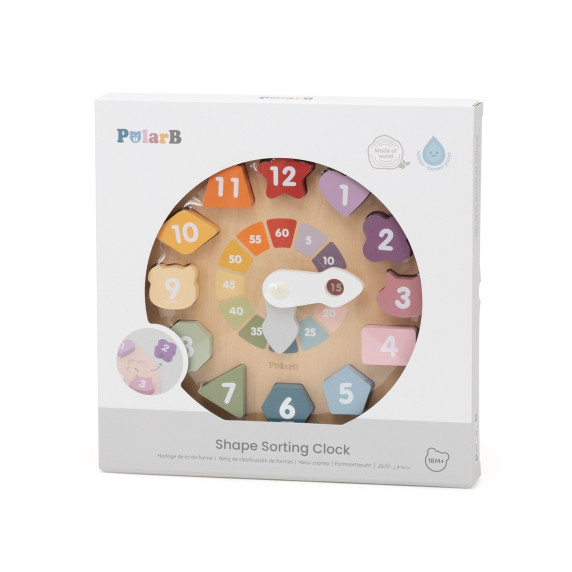 Viga Wooden Shape Sorter Clock Educational 18m+