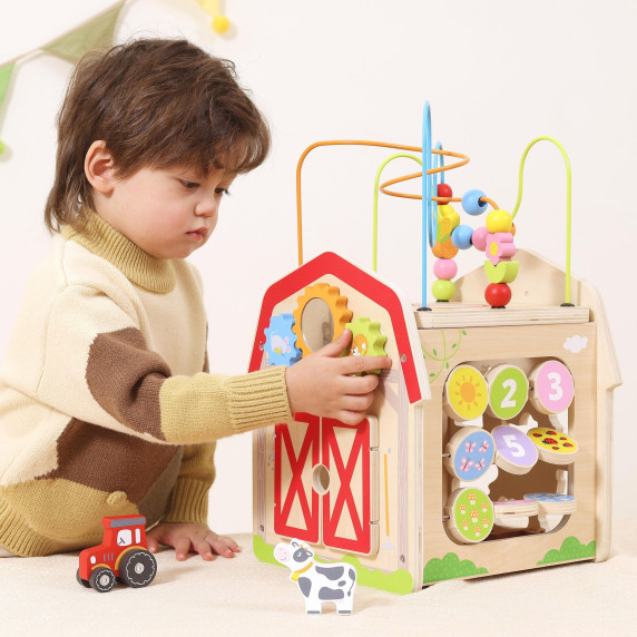 VIGA Wooden Farm 7 in 1 - Educational Cube
