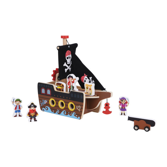 TOOKY TOY Pirate Ship Wooden Figures Set