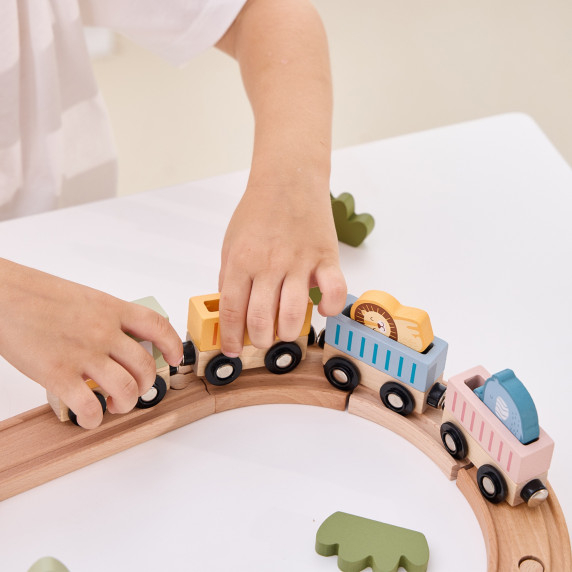 Viga PolarB Wooden Train Set 30 pcs.