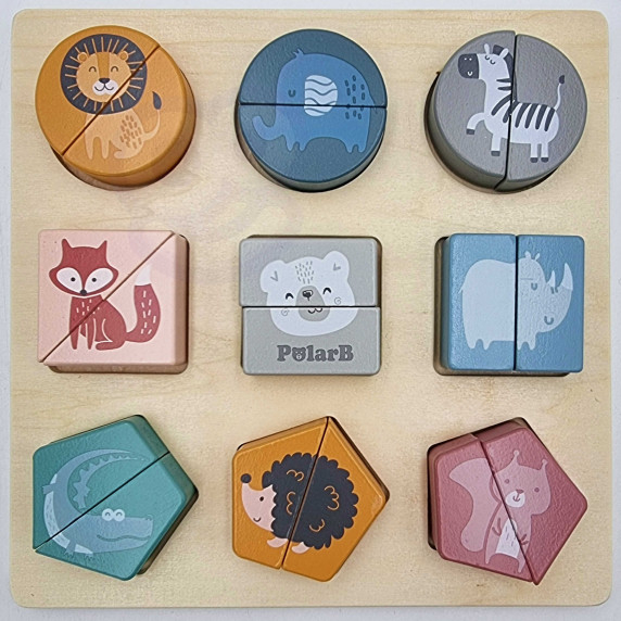 VIGA PolarB Wooden Puzzle Blocks - Animals