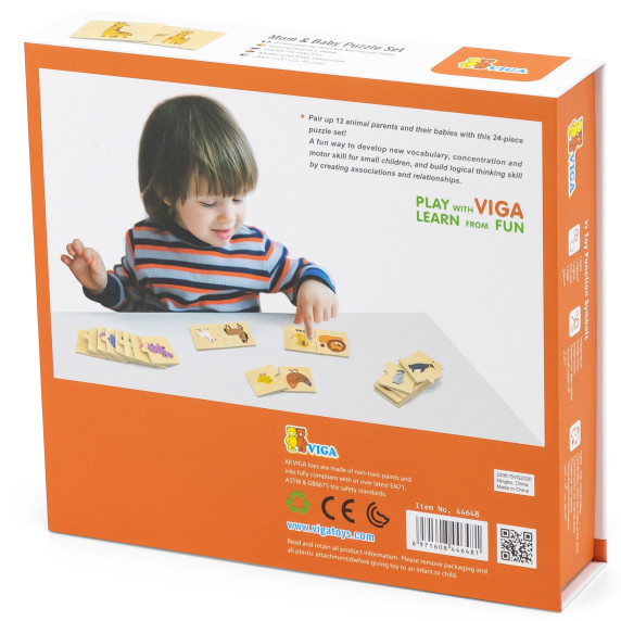 VIGA Wooden Puzzle Small and Large Animals
