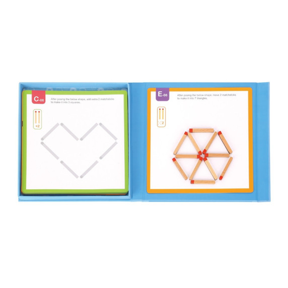 TOOKY TOY Wooden Montessori Puzzle Logic Game Puzzles Magnetic Matches for Children 58 pcs.