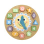 TOOKY TOY Wooden Clock Educational Toy Learning Time Shapes