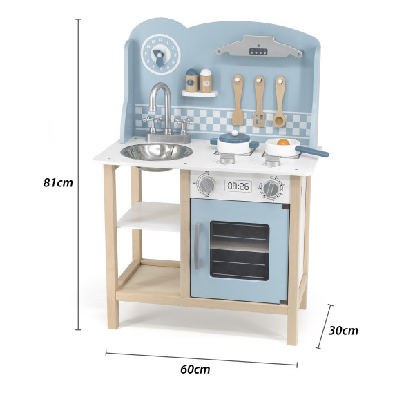 VIGA PolarB Wooden Kitchen with Accessories Silver - Blue
