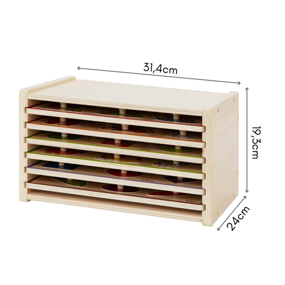 VIGA Wooden Puzzle with Handles and Shelf 7 pcs.