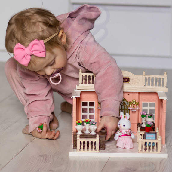 WOOPIE Dollhouse Rabbit Family Flower Shop + Figurine