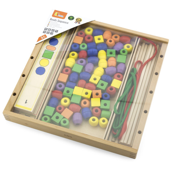 VIGA koka izglītojoša spēle – loģiskie perlīši 104 gabali Montessori
