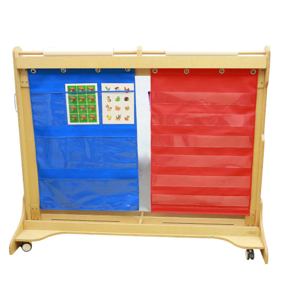 MASTERKIDZ Fabric Hanging Sheet with Pockets for Flashcards and Pictures Red