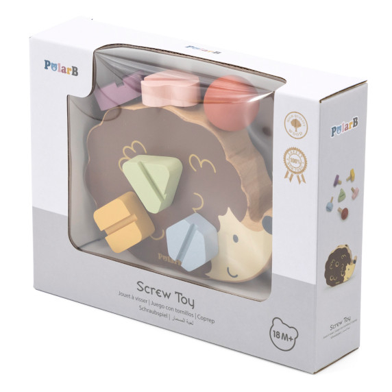 VIGA PolarB Wooden Construction Toy Hedgehog with Montessori Screws