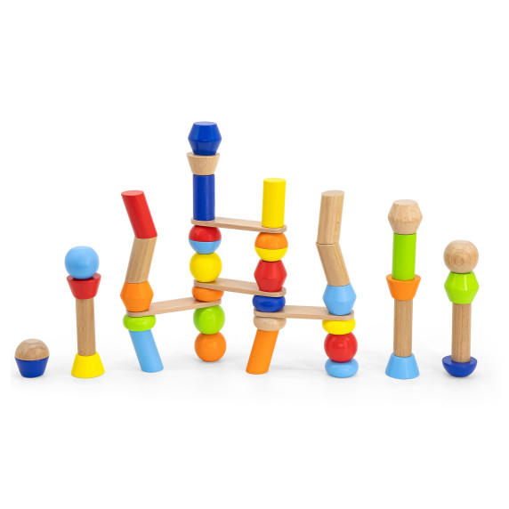 VIGA Wooden Geometric Blocks Puzzle 52 pcs.