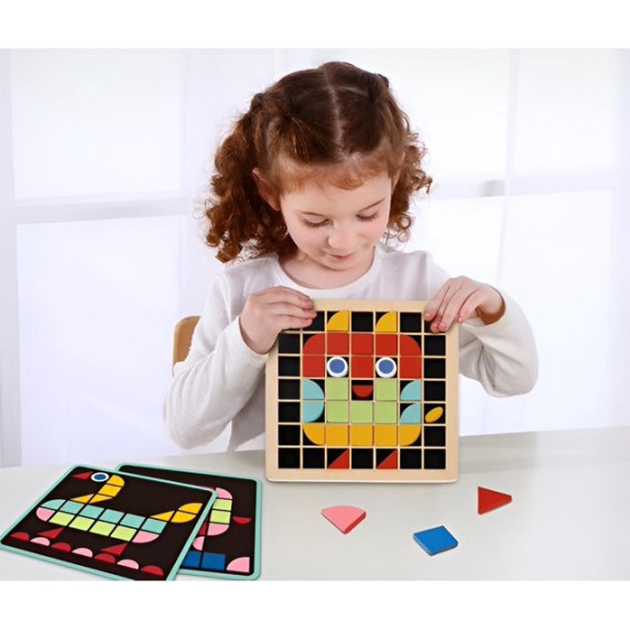 TOOKY TOY Wooden Mosaic Montessori Puzzle