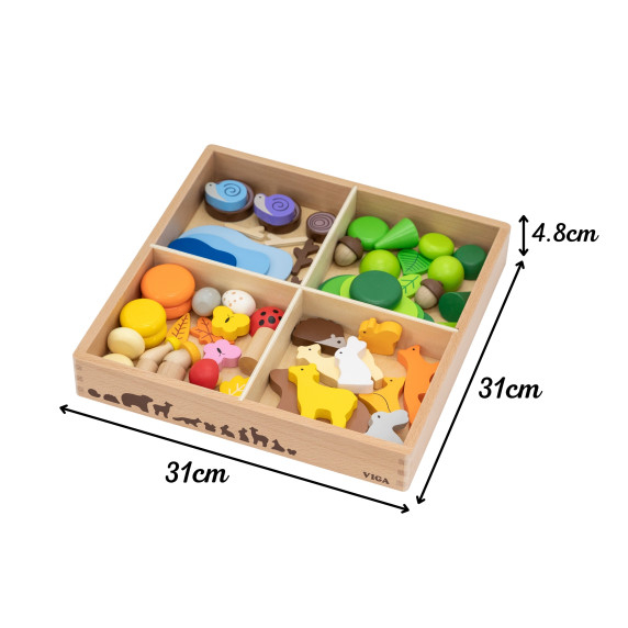 VIGA Wooden Blocks Colorful Forest Tales Box 58 pcs.
