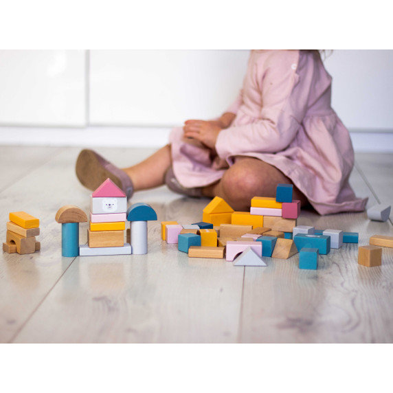 VIGA PolarB Set of wooden blocks in a bucket - 60 pieces
