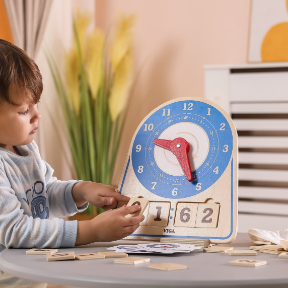 VIGA Wooden Clock Learning Time Clock Montessori