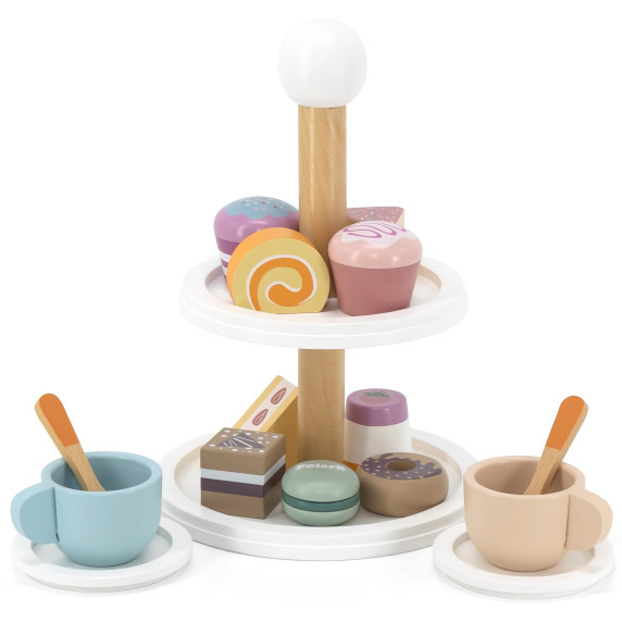 VIGA PolarB Wooden cake stand with cupcakes, cookies and coffee, set of 15