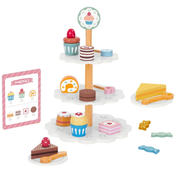 TOOKY TOY Sweets Platter Wooden Stand Cupcakes Cakes