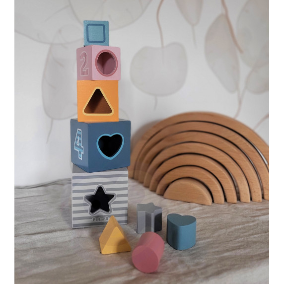 VIGA PolarB Pyramid Educational Puzzle Cube Sorter Blocks