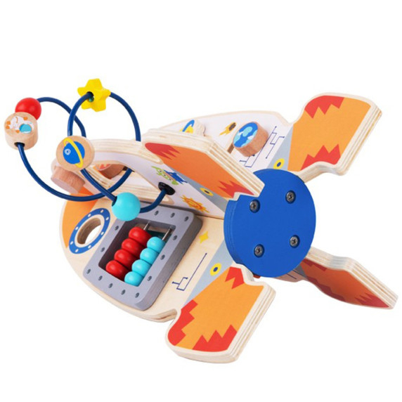 Tooky Toy Large Wooden Educational Toy Multifunctional Rocket