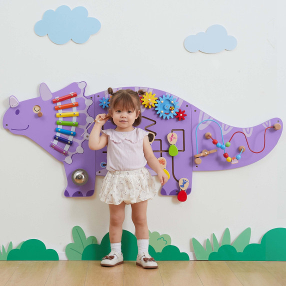 VIGA Wooden Sensory-Manipulation Board EDU Triceratops