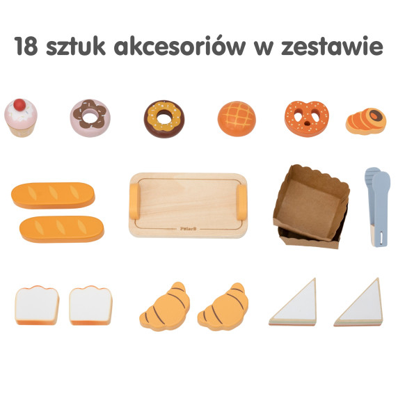 VIGA Wooden Mini Bakery Shop Baked Goods Stand 16 pcs.