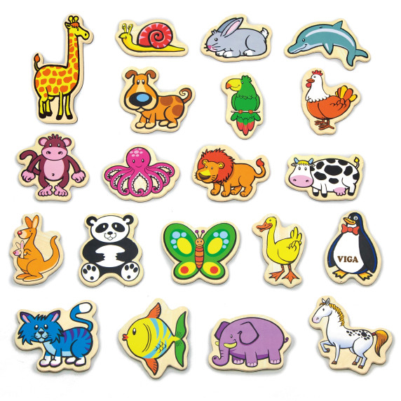 VIGA Wooden Magnets Animals set of 20 pieces