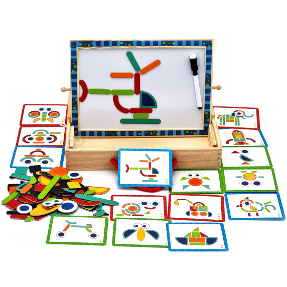 TOOKY TOY Magnetic Chalk Board 2 in 1 Shape Puzzle 117 Pieces FSC Certified