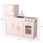 VIGA PolarB Wooden Interactive Kitchen Pink Set with Fridge and Sink