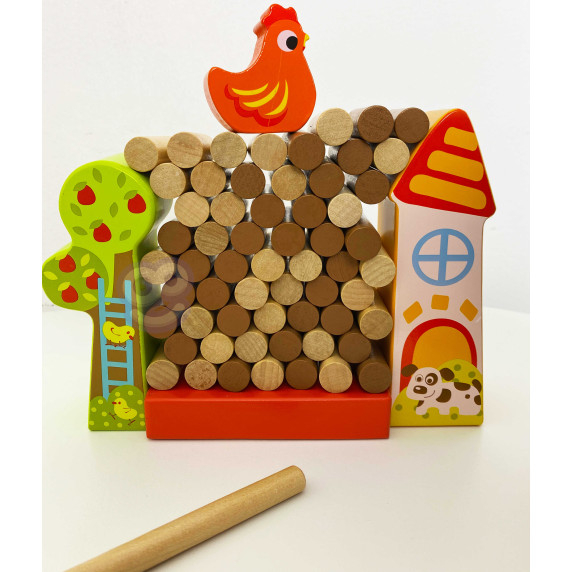 TOOKY TOY Arcade Game Falling Hen Wooden Farm