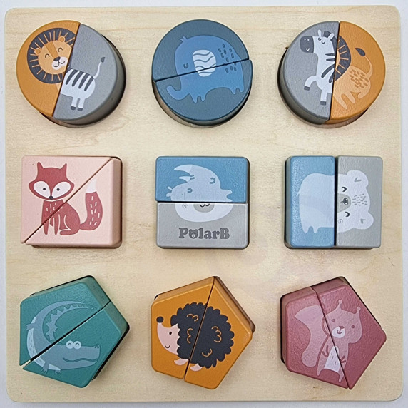 VIGA PolarB Wooden Puzzle Blocks - Animals